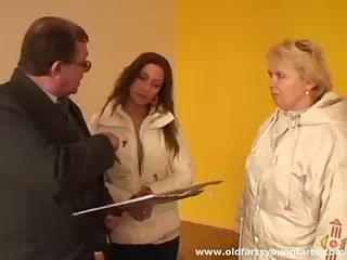 Exploitative old dude loves fucking a younger slut while his wife watches